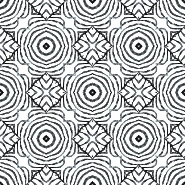 Exotic seamless pattern. Black and white resplendent boho chic summer design. Summer exotic seamless border. Textile ready extra print, swimwear fabric, wallpaper, wrapping.