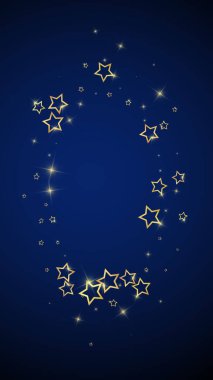 Noel yıldızları vektör kaplaması. Sihirli yıldızlar lüks konfeti. Noel ruhu. Koyu mavi arkaplanda kutlama yıldızları vektör illüstrasyonu.