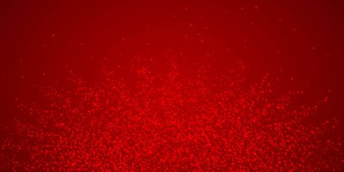 Güzel kar yağışı arkaplanı. İnce uçan kar taneleri ve kırmızı arka plandaki yıldızlar. Güzel kar yağışı şablonu. Geniş vektör illüstrasyonu.