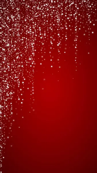 飘落的雪花掩盖了圣诞节的背景 淡淡的飘扬的雪花和圣诞红背景上的星星 美丽的雪花覆盖在上面 垂直矢量说明 — 图库矢量图片