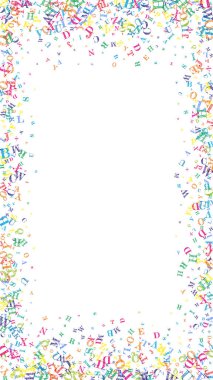 Okul geçmişi kavramı. İngilizce 'nin renkli çocuksu harfleri. Yabancı diller öğrenim kavramı. Beyaz arkaplanda okul afişine geri dön.