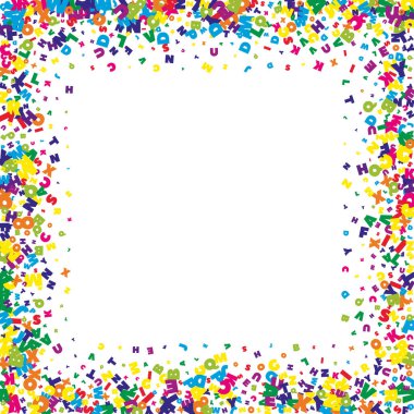 İngilizce 'nin harfleri düşüyor. Latin alfabesinin canlı uçan kelimeleri. Yabancı diller öğrenim kavramı. Beyaz arka planda okul afişine uygun.