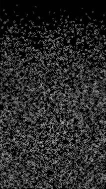 Düşen sayılar, büyük veri konsepti. İkili beyaz kaotik uçuş numaraları. Siyah arka planda popüler fütürist afiş. Düşen sayılarla dijital illüstrasyon.