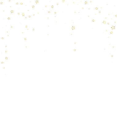 Yıldızlı gece masalı geçmişi. Şirin ışıltılı parıltılar, havada Noel ruhu. Beyaz arkaplanda şenlikli yıldız vektör çizimi.