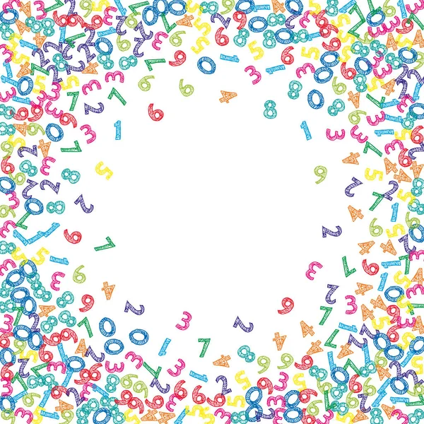 Spadające Kolorowe Numery Szkiców Koncepcja Matematyki Latającymi Cyframi Wracamy Szkolnego — Zdjęcie stockowe