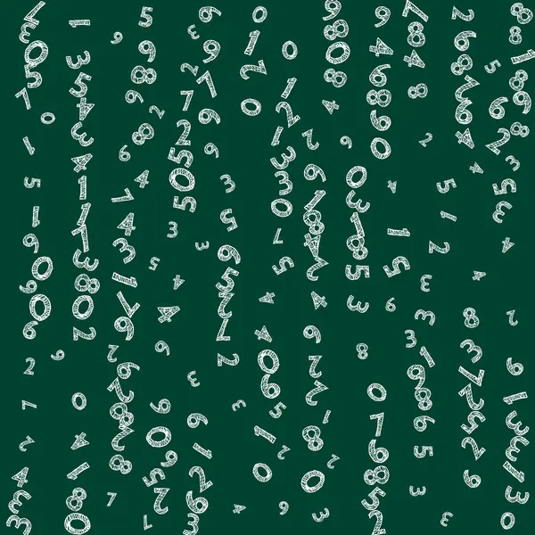 Caída Números Tiza Boceto Concepto Estudio Matemático Con Dígitos Voladores — Foto de Stock