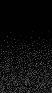 Düşen sayılar, büyük veri konsepti. Çift beyaz düzensiz uçan parmaklar. Siyah arka planda fütüristik bir afiş. Düşen sayılarla dijital illüstrasyon.