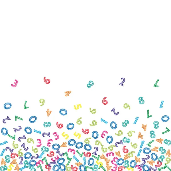 Spadające Kolorowe Numery Szkiców Koncepcja Matematyki Latającymi Cyframi Wracamy Szkolnego — Zdjęcie stockowe