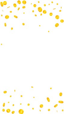 British pound coins falling. Scattered gold GBP coins.  United Kingdom money. Global financial crisis concept. Vector illustration.