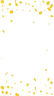 Bitcoin coins falling. Cryptocurrency scattered gold BTC coins. Internet currency. Global financial crisis concept. Vector illustration.