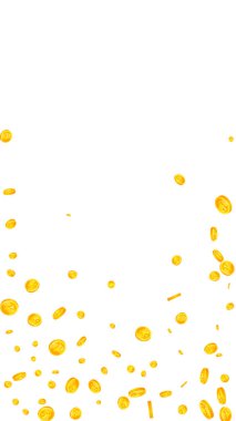 Chinese yuan coins falling. Scattered gold CNY coins. China money. Jackpot wealth or success concept. Vector illustration.