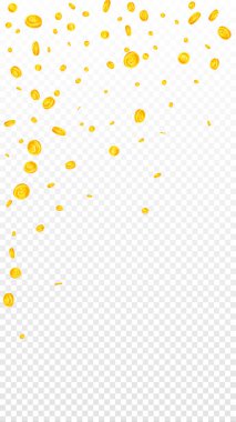 European Union Euro coins falling. Scattered gold EUR coins. Europe money. Jackpot wealth or success concept. Vector illustration.