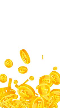 Swiss franc coins falling. Gold scattered CHF coins. Switzerland money. Jackpot wealth or success concept. Vector illustration.