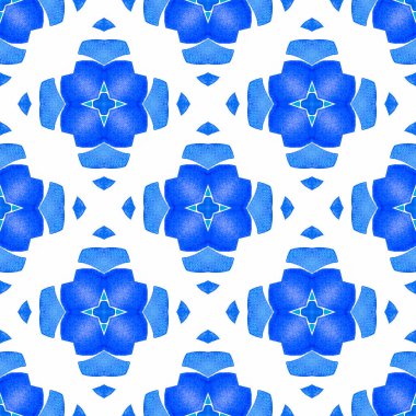 Tekstil hazır muhteşem baskı, mayo kumaş, duvar kağıdı, ambalaj. Mavi canlı boho şık yaz tasarımı. Moda organik yeşil sınır. Organik fayans.