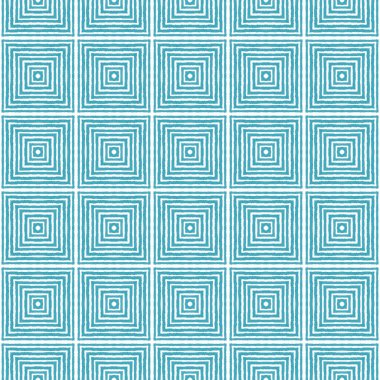 Geometrik dikişsiz desen. Turkuaz simetrik kaleydoskop arka planı. Tekstil hazır harika baskı, mayo kumaş, duvar kağıdı, ambalaj. El çizimi geometrik kusursuz tasarım.