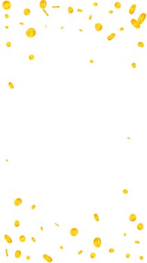 Chinese yuan coins falling. Scattered gold CNY coins. China money. Global financial crisis concept. Vector illustration.