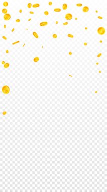 Thai baht coins falling. Gold scattered THB coins. Thailand money. Jackpot wealth or success concept. Vector illustration.