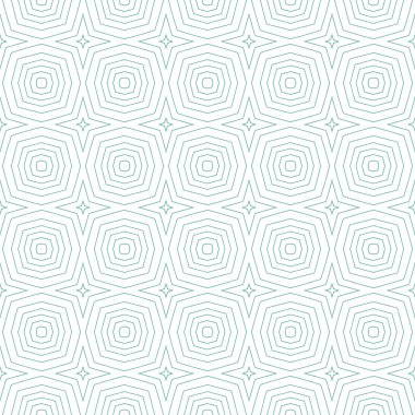 Tekrar eden mayo tasarımı. Turkuaz simetrik kaleydoskop arka planı. Yaz çöreği şekeri desenli. Tekstil hazır olağanüstü baskı, mayo kumaş, duvar kağıdı, ambalaj..