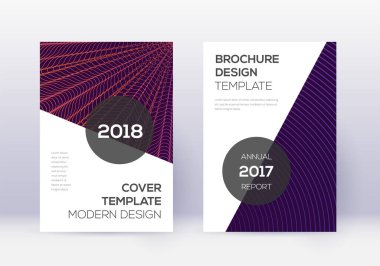 Modern kapak tasarım şablonu. Karanlık arka planda mor soyut çizgiler. Adil kapak tasarımı. Çekici katalog, poster, kitap şablonu vs..