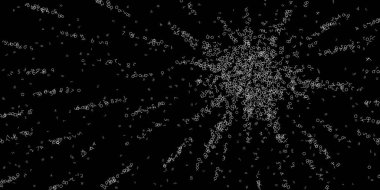 Düşen sayılar, büyük veri konsepti. İkili beyaz kaotik uçuş numaraları. Siyah arka planda egzotik fütürist afiş. Düşen sayılarla dijital illüstrasyon.