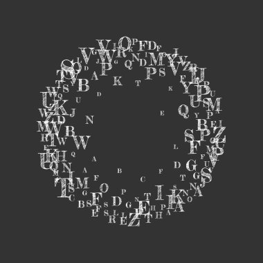 Okul not defteri kapağı. Latin alfabesinin beyaz tebeşir harfleri. Yabancı diller öğrenim kavramı. Tahta arka planda okul afişine geri dön.