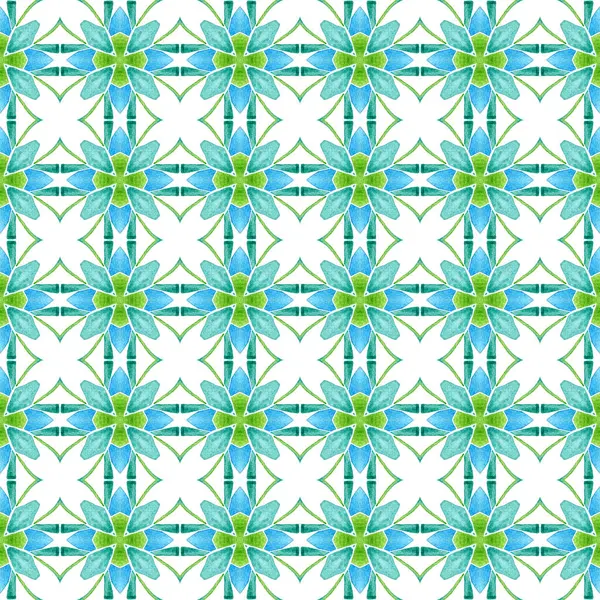 Madalyon pürüzsüz desen. Yeşil sevimli boho şık yaz tasarımı. Suluboya madalyonu, kusursuz sınır. Tekstil hazır kalın baskı, mayo kumaş, duvar kağıdı, ambalaj..