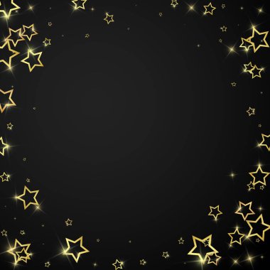 Noel ruhu. Kayan yıldızlar. Noel şablonu örtüşüyor. Siyah arkaplanda kutlama yıldızları vektör çizimi.