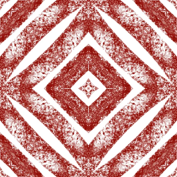 Ethnic hand painted pattern. Wine red symmetrical kaleidoscope background. Summer dress ethnic hand painted tile. Textile ready amazing print, swimwear fabric, wallpaper, wrapping.