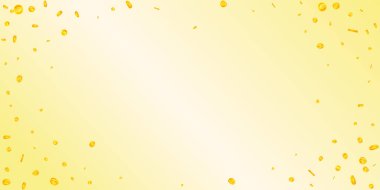 European Union Euro coins falling. Scattered gold EUR coins. Europe money. Jackpot wealth or success concept. Wide vector illustration.