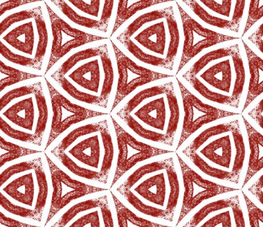 Çizgili el çizimi desen. Kestane rengi simetrik kaleydoskop. Çizgili elle çizilmiş fayans tekrarlanıyor. Tekstil hazır baskı, mayo kumaş, duvar kağıdı, ambalaj..