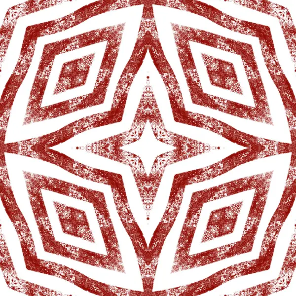 Medallion seamless pattern. Wine red symmetrical kaleidoscope background. Textile ready outstanding print, swimwear fabric, wallpaper, wrapping. Watercolor medallion seamless tile.