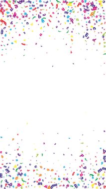 Dağınık Latin alfabesi harfleri. İngiliz dilinin renkli yüzen karakterleri. Yabancı diller öğrenim kavramı. Beyaz arkaplanda okul afişine geri dön.