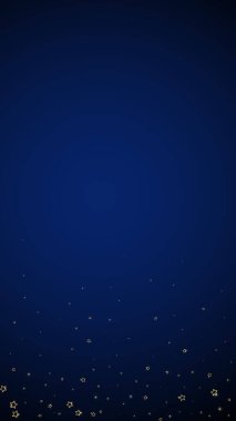 Yıldızlı gece masalı geçmişi. Şirin ışıltılı parıltılar, havada Noel ruhu. Koyu mavi arkaplanda kutlama yıldızları vektör illüstrasyonu.