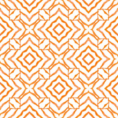 Suluboya madalyonu, kusursuz sınır. Turuncu nefes kesici boho şık yaz tasarımı. Tekstil hazır güzel baskı, mayo kumaş, duvar kağıdı, ambalaj. Madalyon pürüzsüz desen.