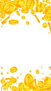 İsviçre frangı para yağıyor. Altın dağınık CHF paraları. İsviçre parası. Büyük iş başarısı konsepti. Vektör illüstrasyonu.