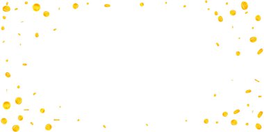 Kore bozuk paraları düştü. Dağınık altın Won paraları. Kore parası. Büyük ikramiye ya da başarı konsepti. Geniş vektör illüstrasyonu.