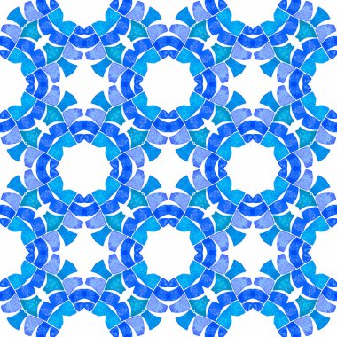 Mozaik kusursuz desen. Mavi sıra dışı boho şık yaz tasarımı. Tekstil hazır ekstatik baskı, mayo kumaş, duvar kağıdı, ambalaj. El çizimi yeşil mozaik pürüzsüz sınır.