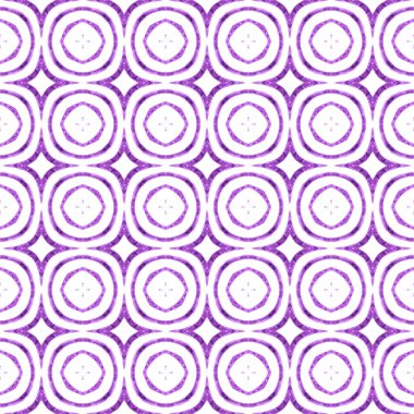 Sembol suluboya deseni. Mor güzel boho şık yaz tasarımı. Yeşil geometrik sembolün suluboya sınırı. Tekstil hazır büyük baskı, mayo kumaş, duvar kağıdı, ambalaj..