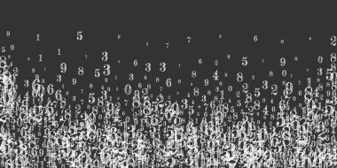 Okul matematik not defteri kapağı. Havada süzülen beyaz tebeşir sayıları. Tahta arka planda matematik afişi var. Düşen sayılar vektör illüstrasyonu.