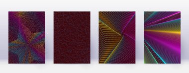 Sanat kartı. Soyut çizgiler modern broşür şürü. Kırmızı arka planda gökkuşağı renkleri geometrisi. Mükemmel bir kapak, broşür, poster, kitap vs..