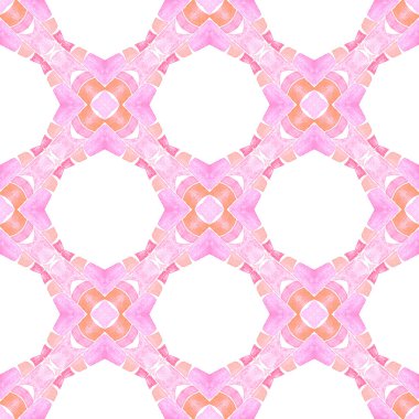 Suluboya yaz etnik sınır düzeni. Turuncu tuhaf boho şık yaz tasarımı. Etnik elle boyanmış desen. Tekstil hazır değerli baskı, mayo kumaş, duvar kağıdı, ambalaj..