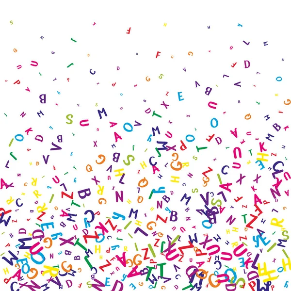 Okul geçmişi kavramı. İngilizce 'nin renkli çocuksu harfleri. Yabancı diller öğrenim kavramı. Beyaz arkaplanda okul afişine geri dön.