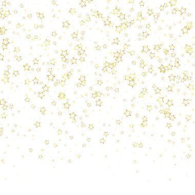 Yıldızlı gece masalı geçmişi. Şirin ışıltılı parıltılar, havada Noel ruhu. Beyaz arkaplanda şenlikli yıldız vektör çizimi.