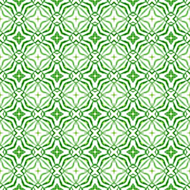 Tropik, pürüzsüz desen. Yeşil nefes kesici boho şık yaz tasarımı. El çizimi tropikal, pürüzsüz sınır. Tekstil baskıya hazır, mayo kumaş, duvar kağıdı, ambalaj..