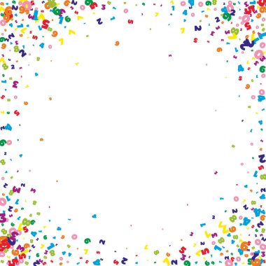 Canlı sayılar düşüyor. Uçan parmaklarla matematik çalışma konsepti. Beyaz arkaplandaki matematik afişine geri dönmek büyüleyici. Düşen numaralar illüstrasyonu.