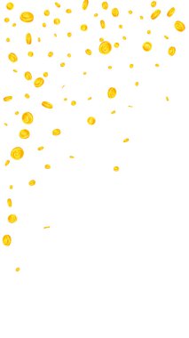 European Union Euro coins falling. Scattered gold EUR coins. Europe money. Jackpot wealth or success concept. Vector illustration.