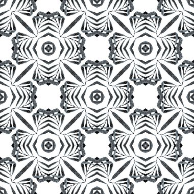 Çizgili el çizimi tasarımı. Siyah ve beyaz harika boho şık yaz tasarımı. Tekstil hazır silinmez baskı, mayo kumaş, duvar kağıdı, ambalaj. Çizgili çizgili sınır çizgisi tekrarlanıyor.