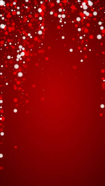 Όμορφη Χιόνι Χριστουγεννιάτικο Φόντο Λεπτές Νιφάδες Χιονιού Και Αστέρια Κόκκινο — Διανυσματικό Αρχείο