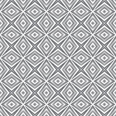 Dokulu çizgili desen. Siyah simetrik kaleydoskop. Tekstil hazır sanat baskısı, mayo kumaşı, duvar kağıdı, ambalaj. Moda desenli çizgiler tasarımı.