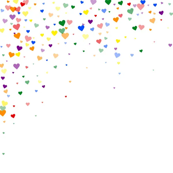 Flying Hearts Valentine Day Rainbow Colored Scattered Hearts Lgbt Valentine — Stock Vector